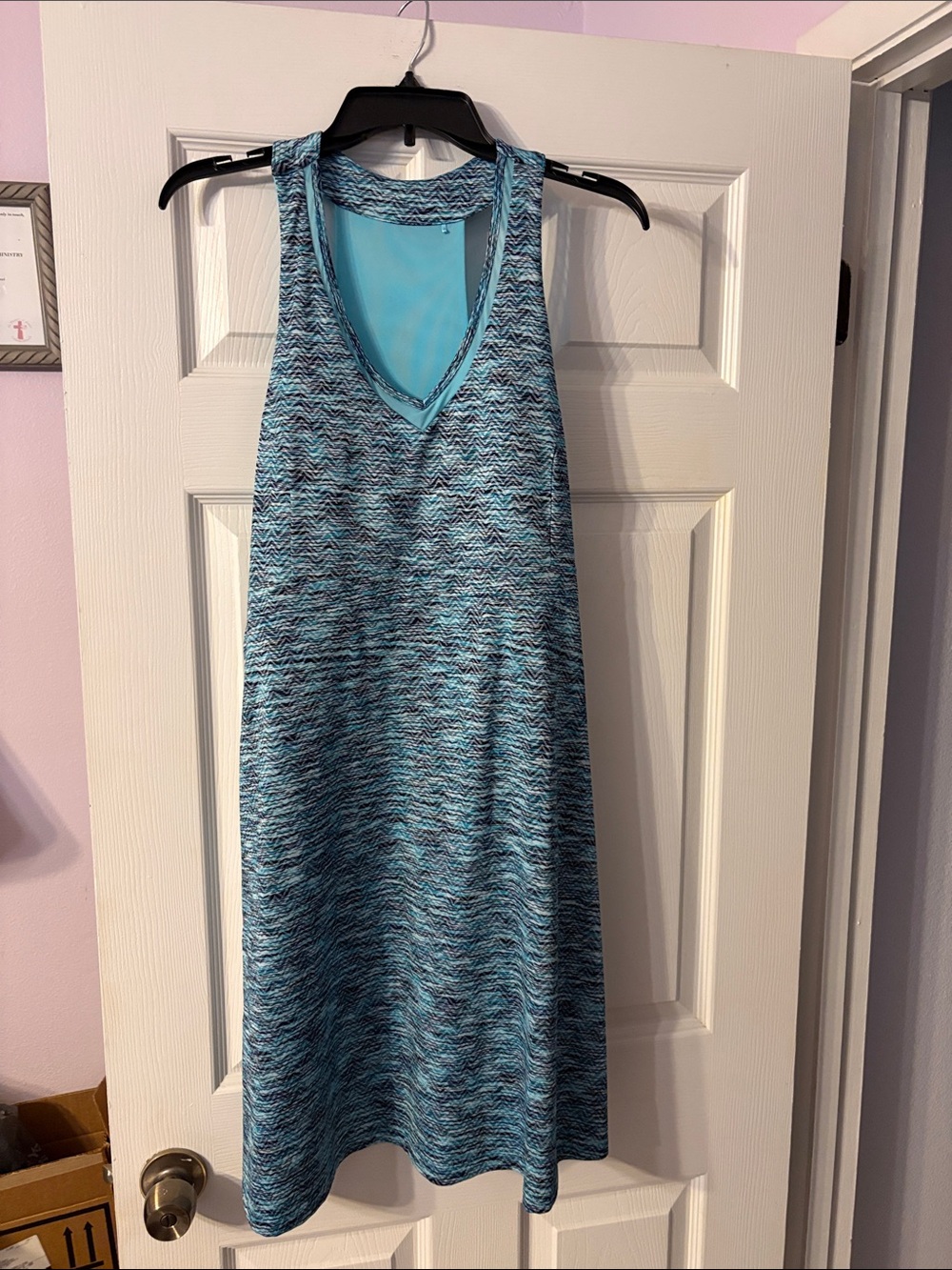 Blue Aqua Sleeveless V-Neck Knit Dress
